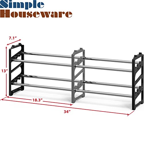 Simple Houseware 2-Tier Extendable Shoe Rack, Black