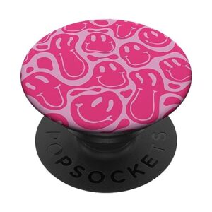 aesthetic trippy pink liquid swirl dripping smile face popsockets standard popgrip
