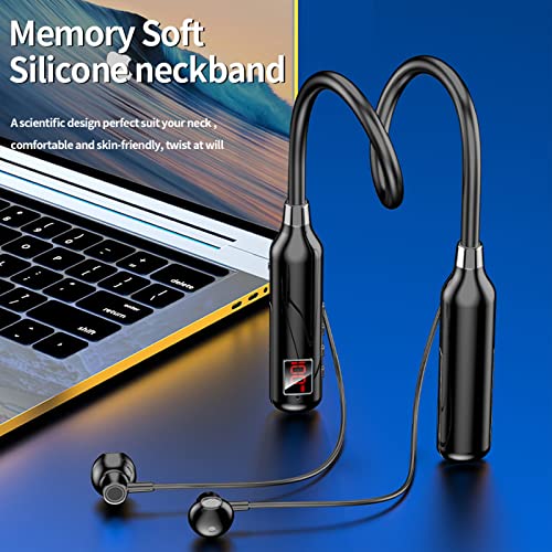 EAVAN Wireless Bluetooth Neckband Headphone with 50Hrs Playtime, 14 mm Drivers,HD Call, USB-C Fast Charging,with TF Card Slot and LED Power Display Neck Headset, Foldable & Lightweight Build