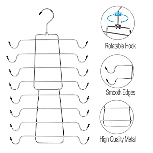 GRETD Rotated Hanger Clothes Rack Storage Practical Anti Slip Folding 16 Hooks Silver Multi Use Organizer Closet (Color : Silver, Size : One size)