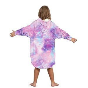 Jodimitty Blanket Hoodie for Kids Oversized Wearable Blanket Sherpa Sweatshirt With Pocket Cute Hooded Plush Blanket Purple Red