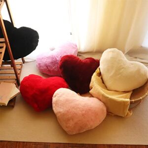 EastTree Pink Heart Throw Pillows for Mother Day, Faux Rabbit Fur 3D Fluffy Heart Pillows, Love Cute Plush Soft Heart Shaped Pillows Gift for Kids Living Bedroom 15 X 17 Inch