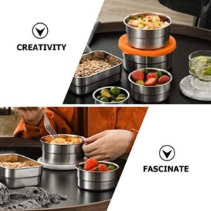 Fridge Containers 180ML Stainless Steel Condiment Containers Small Food Containers With Lids Dipping Sauce Cups Seasoning Dishes Meal Prep Bowl for Lunch Containers Fruit Container