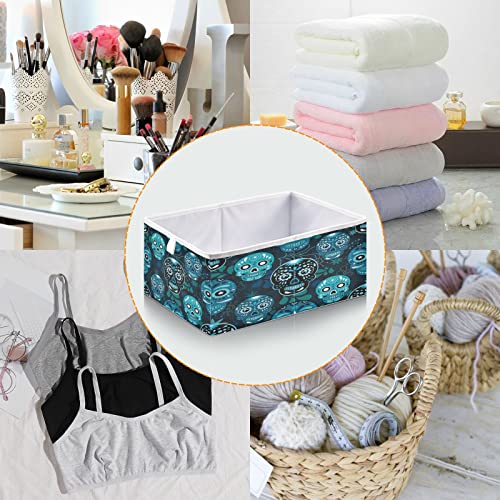 Skull Foldable Cube Storage Bins, 11 x 11 x 11 inches, Fabric Storage Baskets Bins for Nursery,Closet Shelf,Home Organization