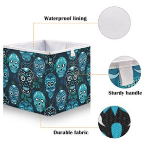 Skull Foldable Cube Storage Bins, 11 x 11 x 11 inches, Fabric Storage Baskets Bins for Nursery,Closet Shelf,Home Organization