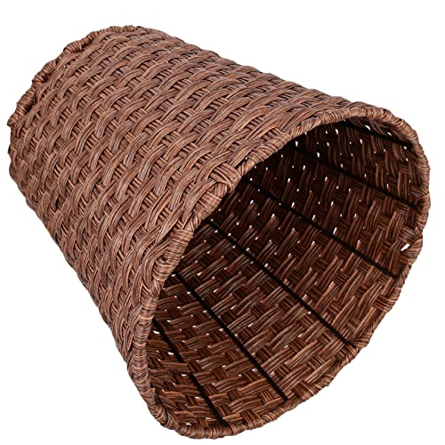 Cabilock Wicker Waste Basket Woven Trash Can Round Decorative Garbage Waste Bin Plastic Dirty Clothes Basket Storage Basket for Bedroom Bathroom Kitchen Home Office Coffee