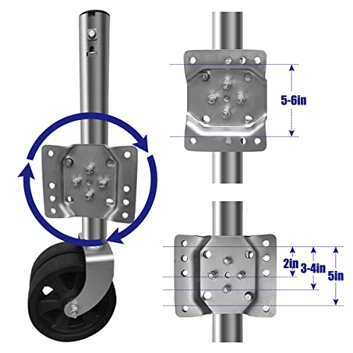 Linkloos Swivel Trailer Jack, 1500 Lbs Capacity Dual 6 inch Wheel,10.5" Lift, 25 to 35" Length Lift Heavy Duty Boat Trailer Jack for Swing-Back Boat, RV Utility