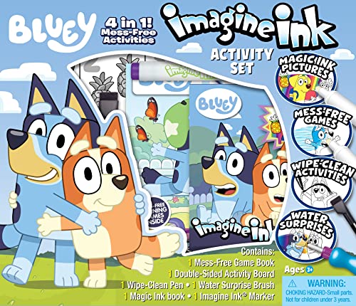 Bluey Imagine Ink 4-in-1 Activity Set with Magic Ink Books and a Mess Free Marker