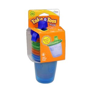 The First Years Take & Toss Spill-Proof 7 Ounce Cups 6 ea Assorted Colors, Colors May Vary, 7 Ounce