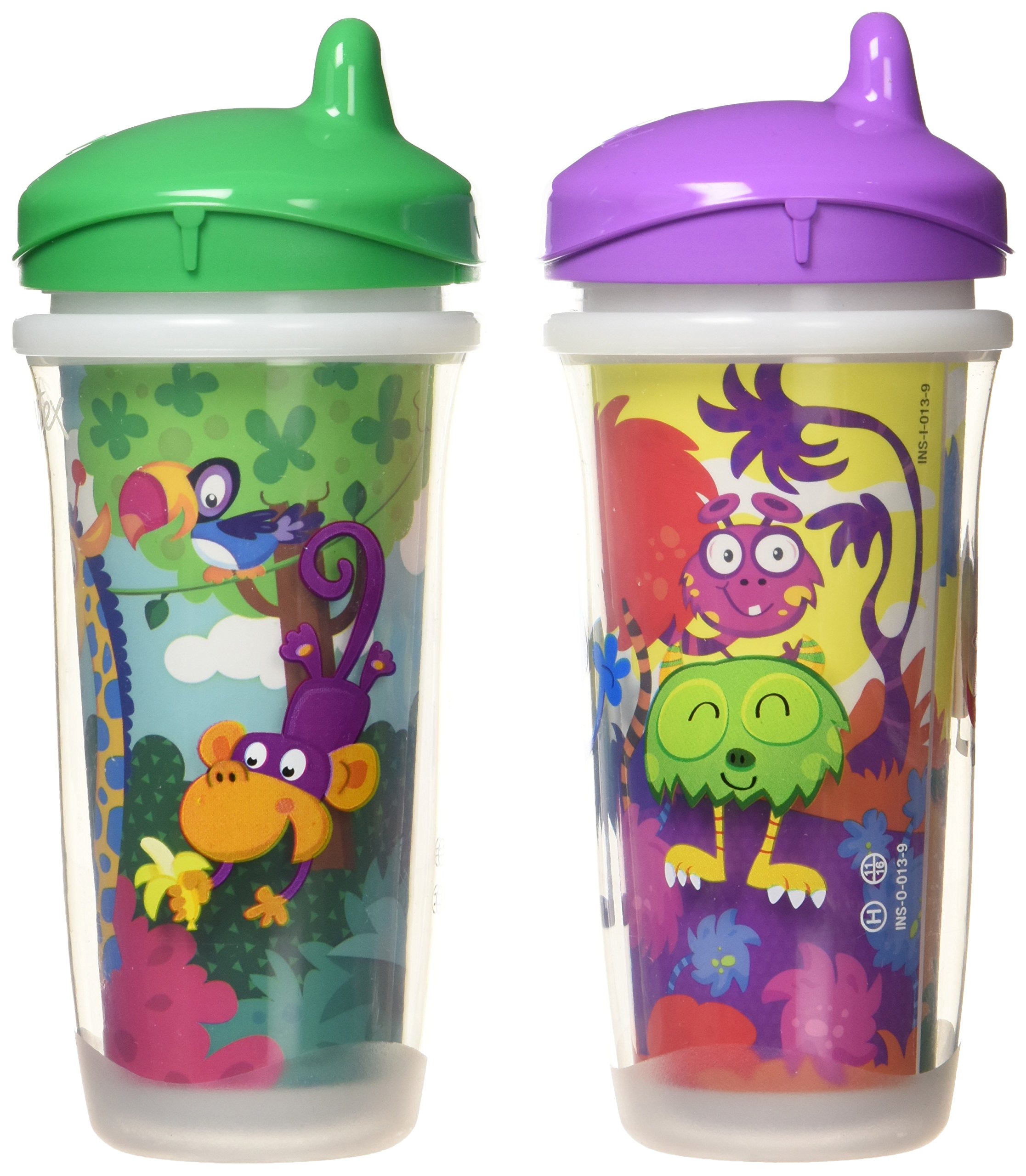 Playtex Sipsters Stage 3 Spill-Proof, Leak-Proof, Break-Proof Insulated Spout Sippy Cups - 9 Ounce - 2 Pack (Color and Design May Vary)