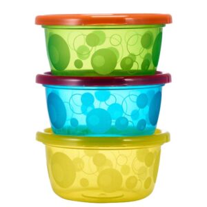 tomy take & toss toddler bowls with lids - 8oz, 6 pack, colors may vary (y1032)
