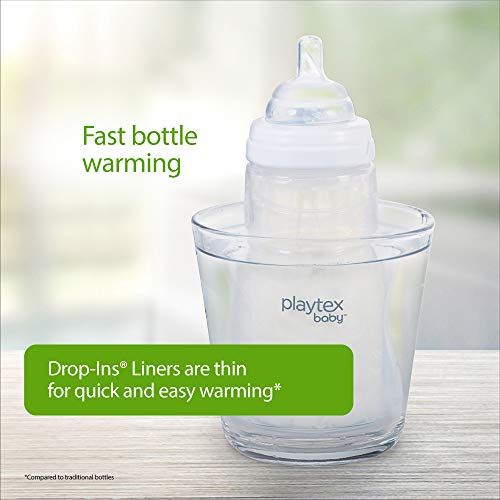 Playtex Baby Nurser Bottle with Pre-Sterilized Disposable Drop-Ins Liners, Closer to Breastfeeding, 8 Ounce Bottles, 3 Count