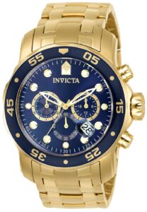 invicta men's 0073 pro diver collection chronograph 18k gold-plated watch