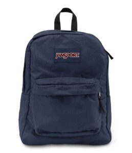 jansport superbreak one backpack navy - durable, lightweight bookbag with 1 main compartment, front utility pocket with built-in organizer - premium backpack