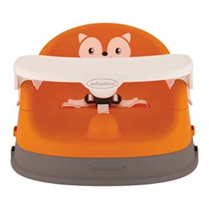 infantino grow-with-me 4-in-1 two-can-dine feeding booster seat, fox-theme, space-saving design, infant booster for 4m+, toddler seat for 3y+