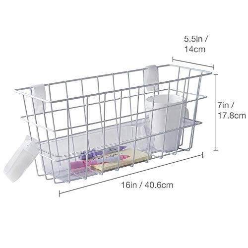 HealthSmart Walker Storage Basket with Cup Holder and Insert Tray, FSA Eligible, No Tools Needed, Universal Fit, White, 16 x 5.5 x 7, Walker Accessories Basket