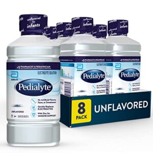 pedialyte electrolyte solution, unflavored, hydration drink 33.81 fl oz(pack of 8)