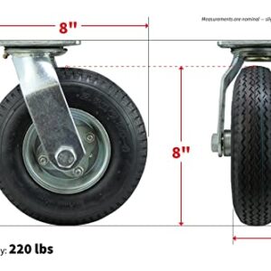 Shepherd Hardware 9794 8-Inch Pneumatic Caster Wheel, Swivel Plate, Steel Hub with Ball Bearings, 5/8-Inch Bore Centered Axle