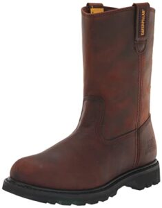 cat footwear men's revolver pull-on soft toe work boot, brown, 10