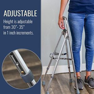 DMI Folding Hemi-Walker Provides Support, Aluminum, Silver, 30'- 35', FSA & HSA Eligible, Lightweight, Superior Support, Comfortable Hand Grips, Easy To Open And Close