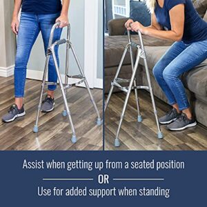 DMI Folding Hemi-Walker Provides Support, Aluminum, Silver, 30'- 35', FSA & HSA Eligible, Lightweight, Superior Support, Comfortable Hand Grips, Easy To Open And Close