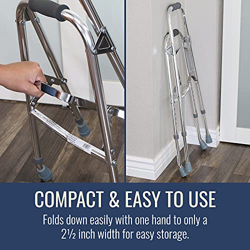 DMI Folding Hemi-Walker Provides Support, Aluminum, Silver, 30'- 35', FSA & HSA Eligible, Lightweight, Superior Support, Comfortable Hand Grips, Easy To Open And Close