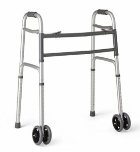 medline heavy duty bariatric folding walker with 5" wheels with durable plastic handles