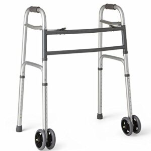 Medline Heavy Duty Bariatric Folding Walker with 5" Wheels with Durable Plastic Handles