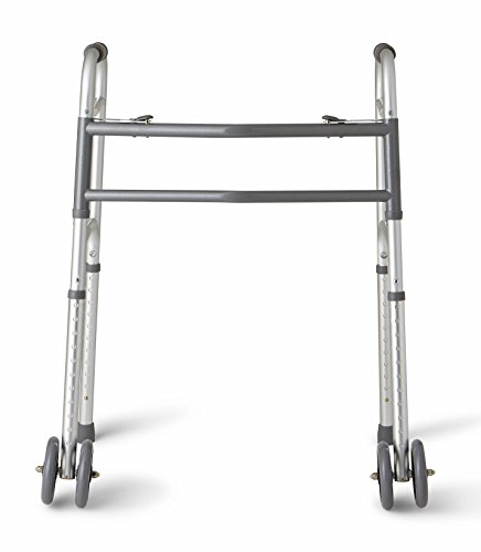 Medline Heavy Duty Bariatric Folding Walker with 5" Wheels with Durable Plastic Handles