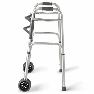 Medline Heavy Duty Bariatric Folding Walker with 5" Wheels with Durable Plastic Handles