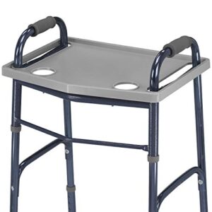 dmi walker tray with cup holders, walker tray for folding walkers, gray