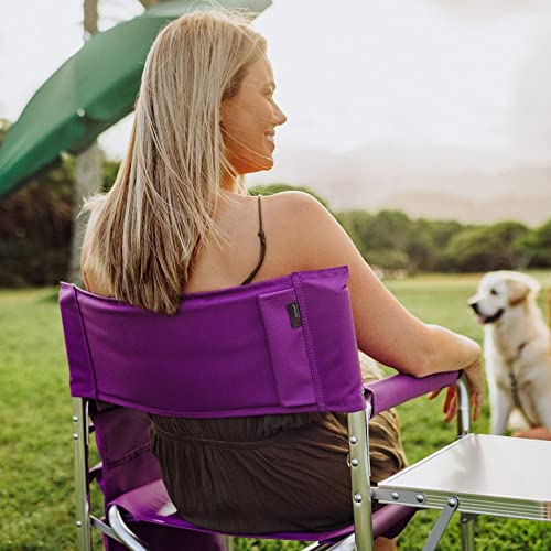 ONIVA - a Picnic Time brand - Sports Chair with Side Table, Beach Chair, Camp Chair for Adults, (Purple)