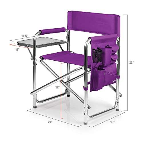 ONIVA - a Picnic Time brand - Sports Chair with Side Table, Beach Chair, Camp Chair for Adults, (Purple)