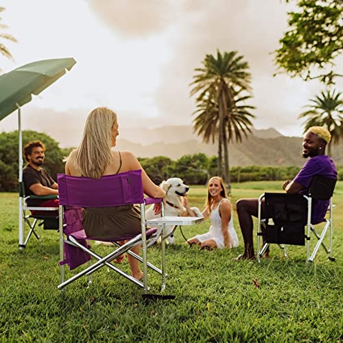 ONIVA - a Picnic Time brand - Sports Chair with Side Table, Beach Chair, Camp Chair for Adults, (Purple)