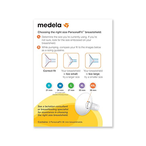 Medela PersonalFit Breast Shields, 2 Pack of XX-Large 36mm Breast Pump Flanges, Authentic Medela Spare Parts, Made Without BPA