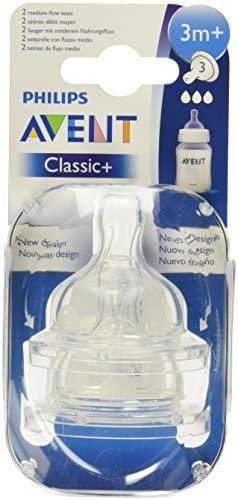 Philips AVENT BPA Free Classic Medium Flow Nipple, 2-Pack