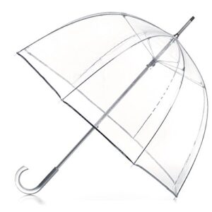 totes signature clear bubble, rain & windproof umbrella - perfect for weddings, travel and outdoor events - curved handle with deluxe finish, in transparent or colorful design options