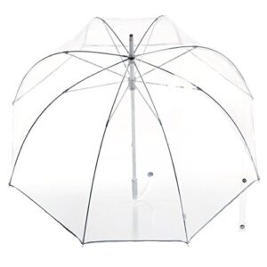 Totes Signature Clear Bubble, Rain & Windproof Umbrella - Perfect for Weddings, Travel and Outdoor Events - Curved Handle with Deluxe Finish, in Transparent or Colorful Design Options