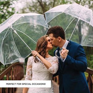 Totes Signature Clear Bubble, Rain & Windproof Umbrella - Perfect for Weddings, Travel and Outdoor Events - Curved Handle with Deluxe Finish, in Transparent or Colorful Design Options