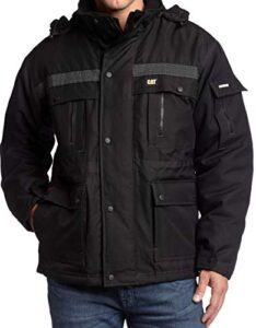 caterpillar men's heavy insulated parka (regular and big & tall sizes), black, large