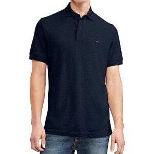 Tommy Hilfiger Men's Short Sleeve Polo Shirt in Classic Fit, Navy, Large