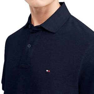 Tommy Hilfiger Men's Short Sleeve Polo Shirt in Classic Fit, Navy, Large