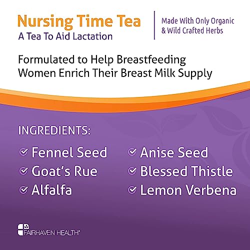Milkies Nursing Time Lactation Tea to Increase Breast Milk Supply, 60 Servings, Organic and Natural Tea Supplement to Support Breastfeeding After Pregnancy with Fennel, Goat's Rue and Fenugreek-Free