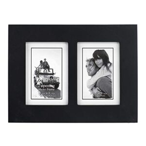 malden double 2x3 picture frame - wide real wood molding, real glass - black
