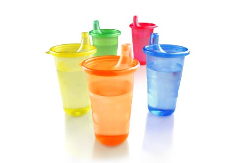 Nuby 6 Pack Reusable Cups with Lids, 10 Ounce, Colors May Vary (Discontinued by Manufacturer)