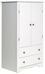 prepac monterey, 2-door armoire, white