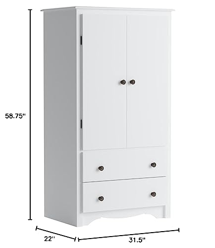 Prepac Monterey, 2-Door Armoire, White