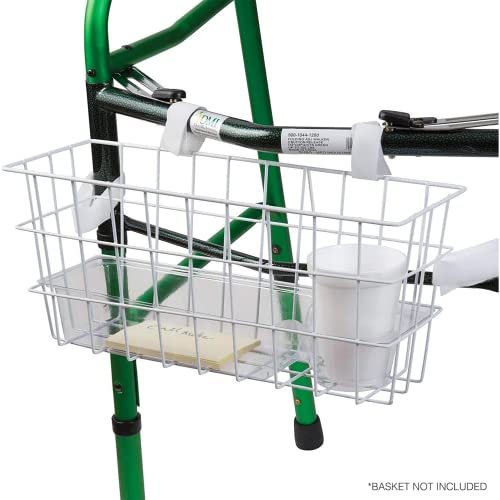 HealthSmart Walker Storage Basket Insert with Cup Holder, Clear, 15 x 4.5 x 2.5, Walker Accessories Basket Removable Insert