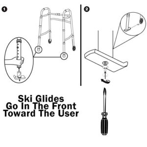 Carex Walker Glides - Universal Walker Skis Glides - Skis for Walkers, Fits Most Walkers, Includes 1 Pair (2 Glides), 1 1/8 Inch