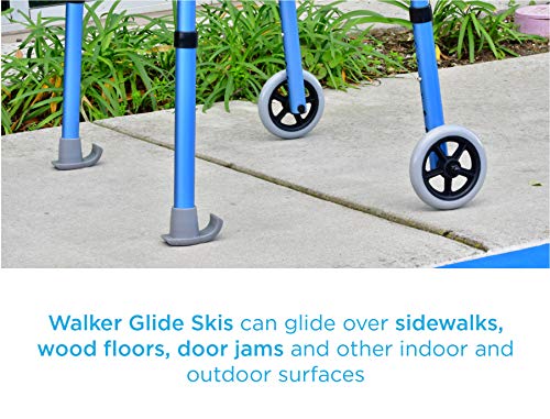 NOVA Medical Products Walker Glide Skis, Universal Fit, One Pair, Gray